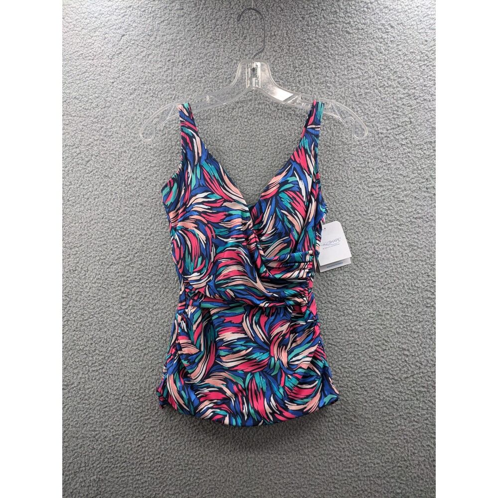 *NEW* Dolfin Aquashape Women's Wrap Front Tankini Top Bliss Print sz Small